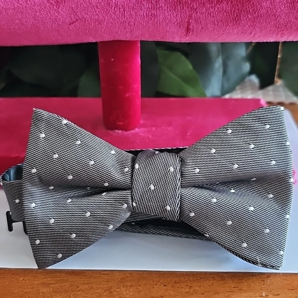 Alfani Gray Polka Dot Kids Bow Tie Adjustable